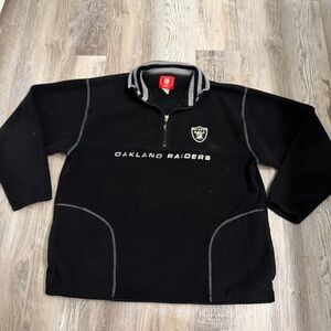 Vintage Oakland Raiders NFL quarter zip pullover fleece sweater black size large